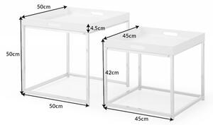Konferenční stolek Elements set 2ks bílá s podnosem