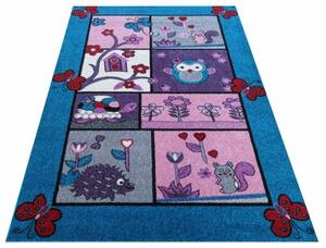 Stylový koberec pro děti tyrkysově fialový
