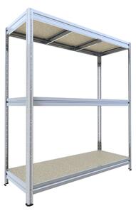 Velký policový regál Biedrax 60 x 160 x 180 cm, pozink, 3 police OSB 10mm, nosnost 400 kg na polici