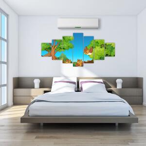 Obraz - Veselé sovičky (210x100 cm)
