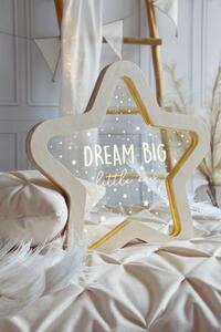 Dřevěná lampa - hvězda s nápisem "Dream big little one"