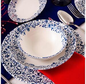 Jídelní sada 18 ks bílá/modrá/porcelán