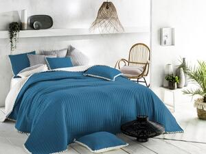 Kvalitní modrý přehoz na postel 200 x 220 cm