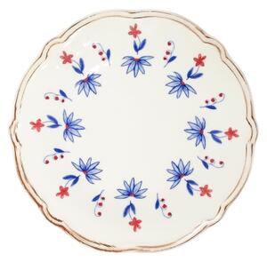 Jídelní sada 24 ks bílá/modrá/červená/porcelán