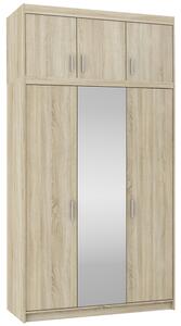 Šatní skříň ELENA 3D + zrcadlo + nástavec | 133 cm | dub sonoma