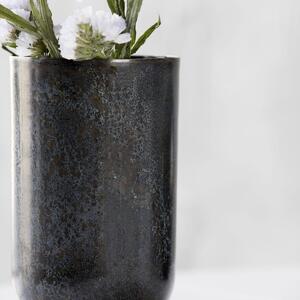Kovová váza s modrošedou patinou