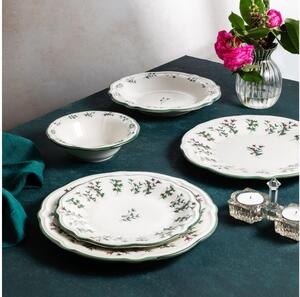 Jídelní sada 24 ks bílá/zelená/červená/porcelán