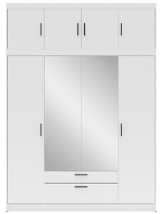 Šatní skříň ELENA 4D 2S + zrcadlo + nástavec | 176,3 cm | bílá