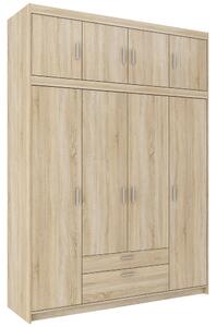 Šatní skříň ELENA 4D 2S + nástavec | 176,3 cm | dub sonoma