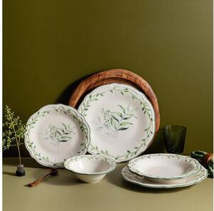 Jídelní sada 24 ks bílá/zelená/porcelán