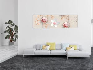 Obraz - Květy růží (170x50 cm)