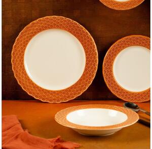 Jídelní sada 24 ks bílá/oranžová/porcelán