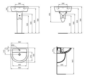 Ideal Standard W332601 - Závěsné umyvadlo EUROVIT 55x46 cm keramika/bílá