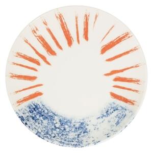 Jídelní sada 24 ks bílá/červená/modrá /porcelán