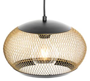 Moderní závěsná lampa černá se zlatým podlouhlým 3-světlem - Lucas