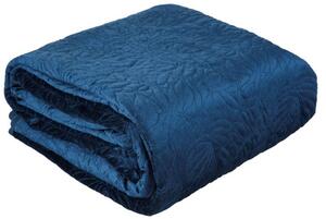 Originální tmavě modrý přehoz na postel s potiskem 220 x 240 cm