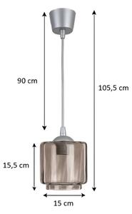 Brilagi-LED Lustr na lanku R GLASS 1xE27/60W/230V pr. 15 cm stříbrná/kouř béžová