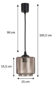 Brilagi - LED Lustr na lanku R GLASS 1xE27/60W/230V pr. 15 cm černá/kouř béžová
