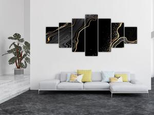 Obraz - Černo-zlatý mramor (210x100 cm)