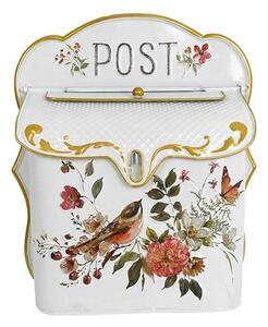 Bílá antik poštovní schránka s ptáčky Post - 27*12*31cm