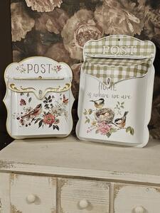 Bílá antik poštovní schránka s ptáčky Post Home - 27*8*39 cm