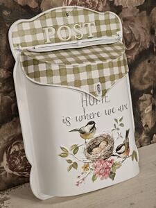 Bílá antik poštovní schránka s ptáčky Post Home - 27*8*39 cm