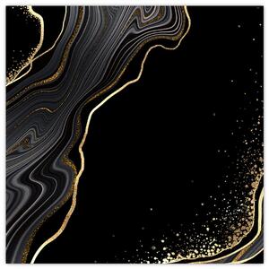 Obraz - Černo-zlatý mramor (30x30 cm)
