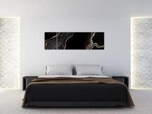 Obraz - Černo-zlatý mramor (170x50 cm)