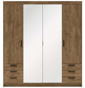 Šatní skříň ELENA 4D 6S + zrcadlo + 6x zásuvka | 176,3 cm | dub lefkas