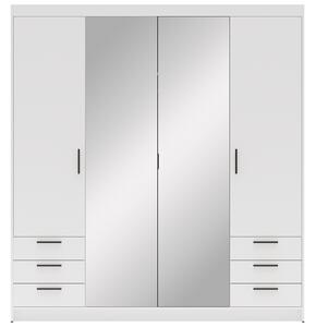 Šatní skříň ELENA 4D 6S + zrcadlo + 6x zásuvka | 176,3 cm | bílá