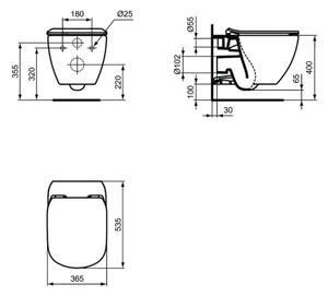 Ideal Standard T3546V3 - Závěsné WC s prkénkem SoftClose TESI keramika/černá