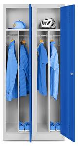 Plechová šatní skříň na soklu s mezistěnou model KACPER šedo-modrá JAN NOWAK MS-DMCE-0IN9