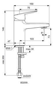 Ideal Standard BD209AA - Umyvadlová baterie CERAPLAN 14,6 cm lesklý chrom