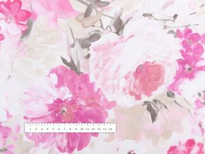 Biante Dekorační běhoun na stůl PM-030 Růžové malované květy 20x120 cm