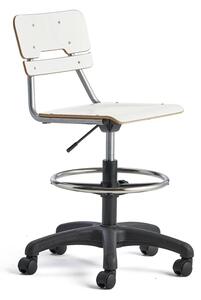 AJ Produkty Otočná židle LEGERE, malý sedák, s kolečky, nastavitelná výška 530-720 mm, bílá