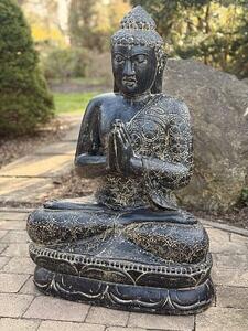 Socha Buddha 100 cm – černá se světlými akcenty