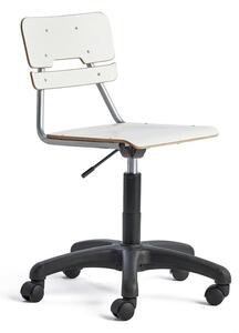 AJ Produkty Otočná židle LEGERE, malý sedák, s kolečky, nastavitelná výška 430-550 mm, bílá