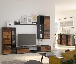 Obývací stěna SALSA + komoda | 235 cm + 140 cm | old wood style/matera