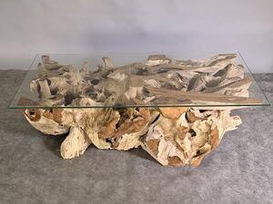 Teakový stolek Manado 120x60 cm včetně skla