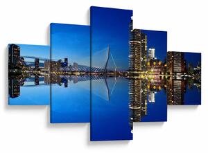 Obraz - noční Rotterdam (125x70 cm)