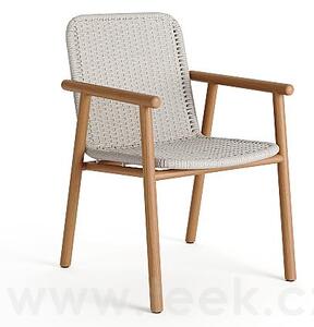 Jati Kebon Jídelní křeslo Benoa, Jati Kebon, rám teak, pásový výplet barva linnen, bez sedáků