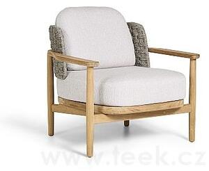 Jati Kebon Nízké křeslo Boho, Jati Kebon, 86x79,4x79,4 cm, rám teak, pásový výplet barva grey, bez sedáků