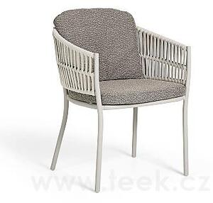 Jati Kebon Jídelní křeslo Cala, Jati Kebon, rám hliník barva dune mat, pásový výplet barva linen, bez sedáku