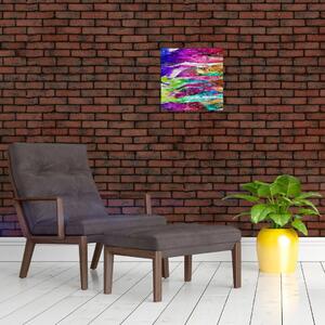 Obraz - Cihlová zeď s barevnými plameny (30x30 cm)
