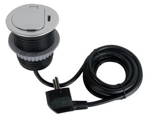 SOLIGHT 1z + USB-C 20W PD vestavná zásuvka, 2m, stříbrná