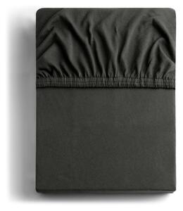 Tmavě šedé elastické džersejové prostěradlo DecoKing Amber Collection, 200/220 x 200 cm