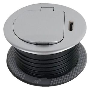 SOLIGHT 1z + USB-C 20W PD vestavná zásuvka, 2m, stříbrná