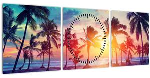 Obraz - Tropický západ slunce (s hodinami) (90x30 cm)