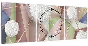 Obraz - 3D Abstrakce v pastelových barvách (s hodinami) (90x30 cm)