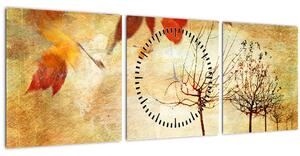 Obraz - Podzimní nálada (s hodinami) (90x30 cm)